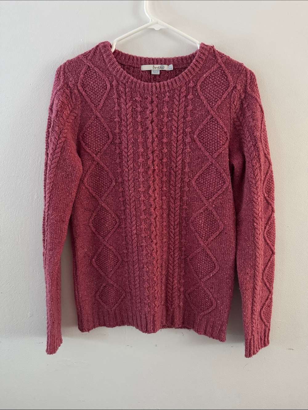 Boden Pink cable-knit wool-blend sweater Sz 6
